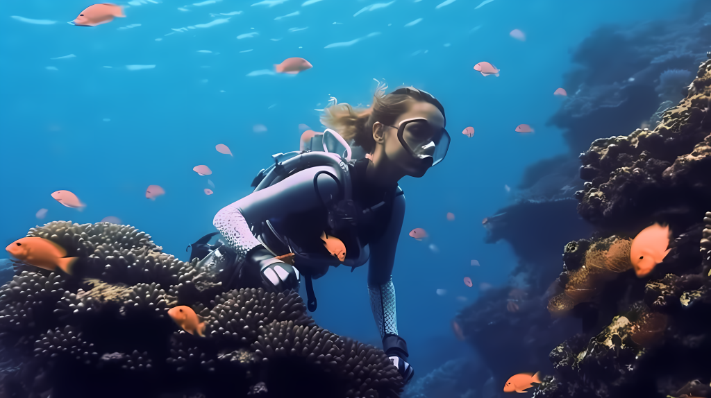 国外极限运动海底潜水员摄影图片