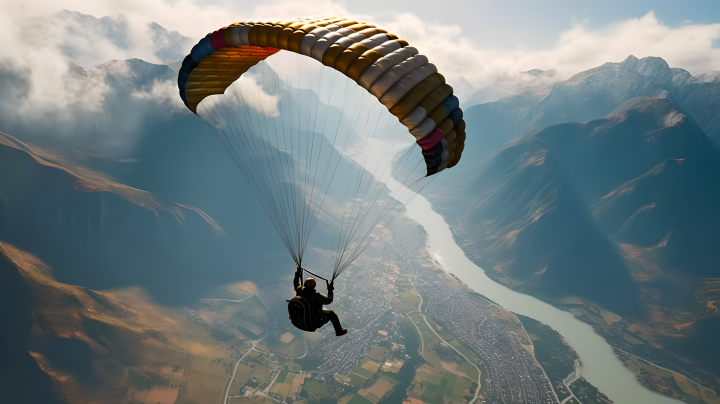 户外极限运动跳伞摄影图版权图片下载