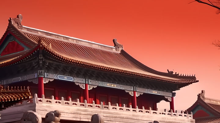 紫禁城红墙雄伟建筑摄影版权图片下载