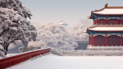 故宫红墙与白雪的摄影图片