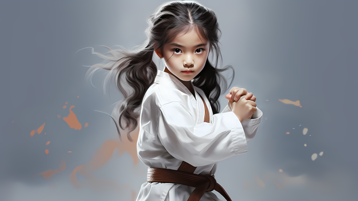 跆拳道精神亚洲女孩摄影版权图片下载