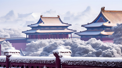 北京紫禁城雪后风光摄影图
