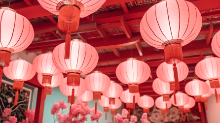 灯笼新年中国红色光晕摄影图