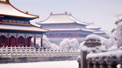紫禁城雪景自然光摄影图