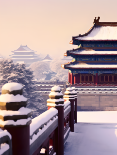 紫禁城雪后景色摄影图片