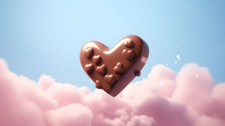 爱心巧克力飘浮于天空摄影图片