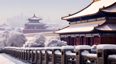 冬日雪后紫禁城美景摄影图