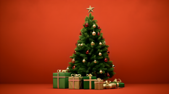 绿色圣诞树摄影图