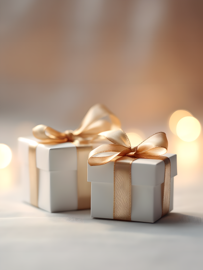 圣诞礼盒白色典雅摄影图