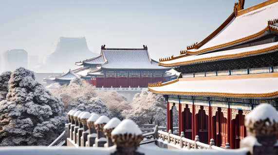 紫禁城山雪风景摄影图
