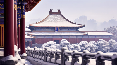 紫禁城大雪后的风景摄影图
