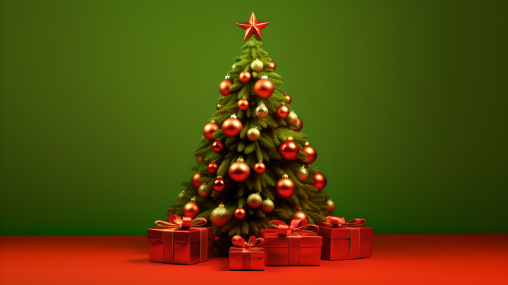 绿色圣诞树摄影版权图片下载