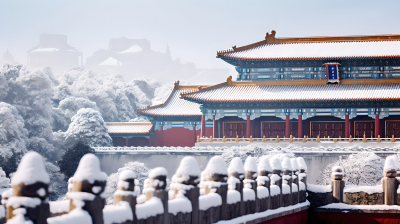 冬日紫禁城美景摄影图