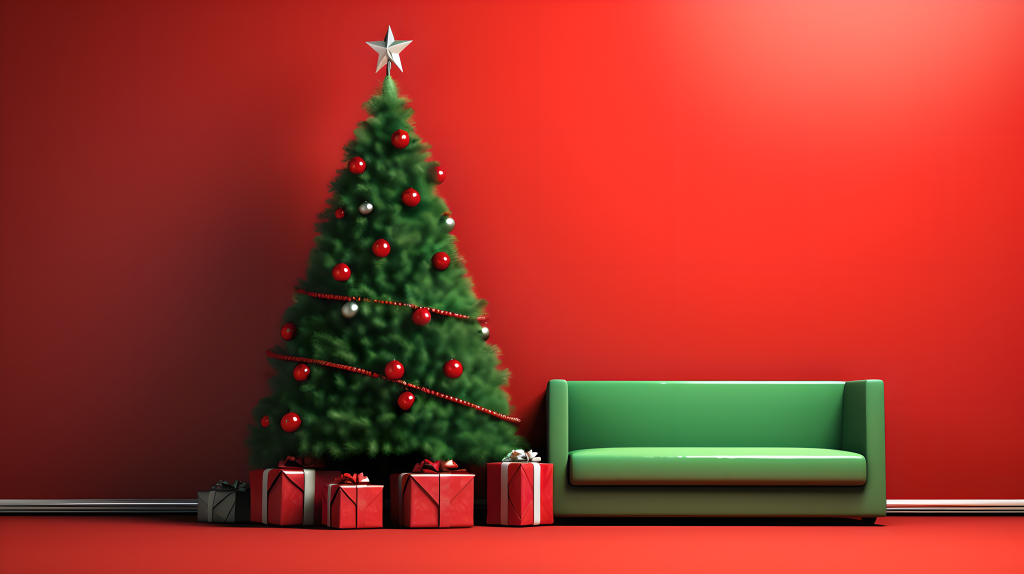 绿色圣诞树摄影图片