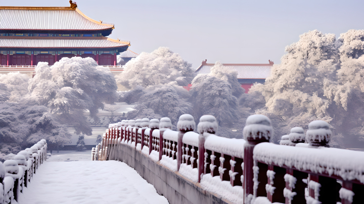 雪后紫禁城景色摄影版权图片下载