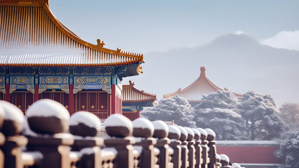 冬天的紫禁城景色摄影图版权图片下载