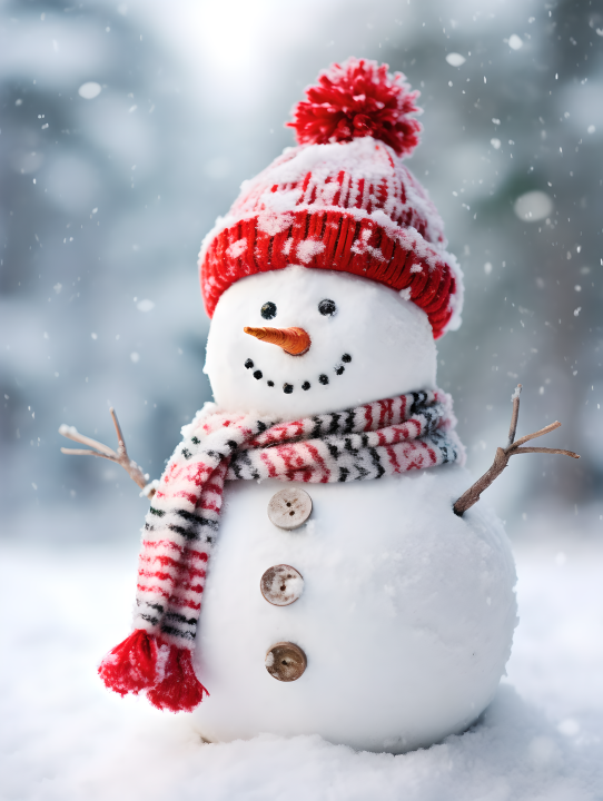 雪人下的圣诞老人帽子摄影版权图片下载