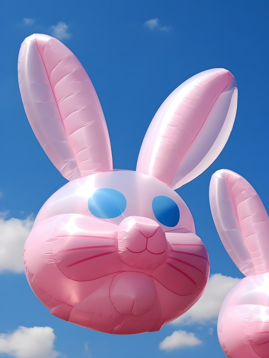 创意气球粉白动物造型摄影版权图片下载
