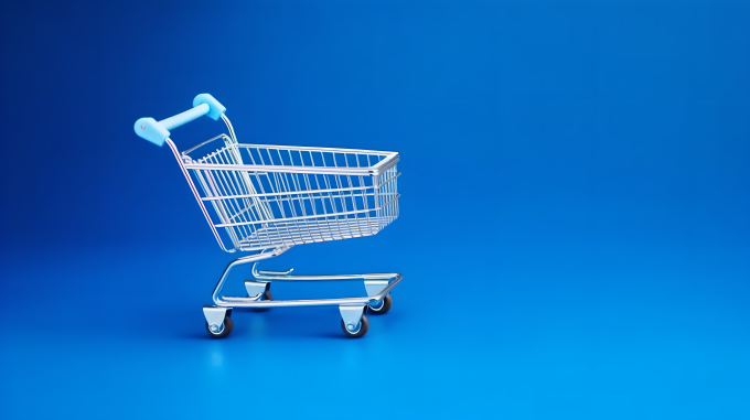 购物车小型蓝色背景摄影图片
