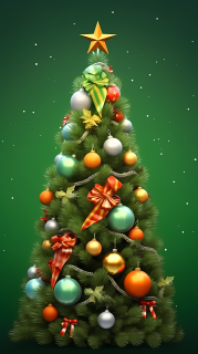 圣诞节绿色圣诞树摄影图