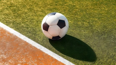 足球在草地上摄影图片