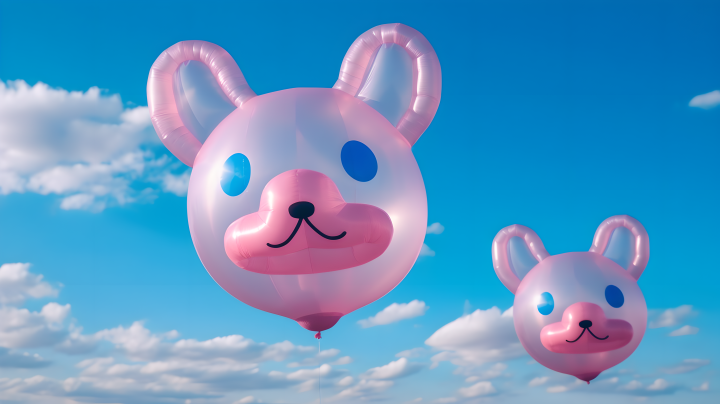 创意气球粉白色动物形状摄影版权图片下载