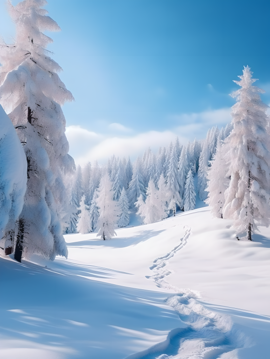冬日仙境静谧冰雪林间摄影图版权图片下载