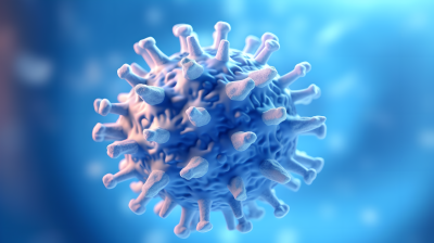 病毒纳米朋克风格轻蓝色冠状病毒摄影图片