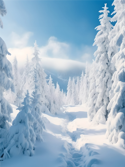 冬日浪漫雪景摄影图片