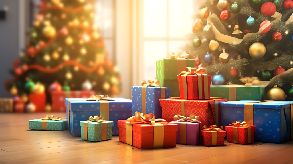 圣诞树房间装饰梦幻图摄影图