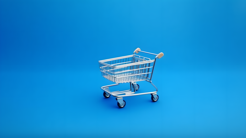 购物车蓝色背景摄影图片