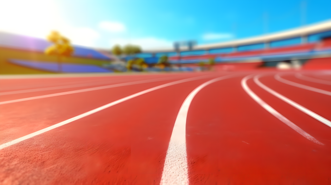 宽角背景下的塑胶运动场摄影图片