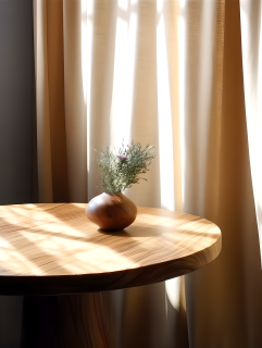 餐厅木制圆桌上的咖啡