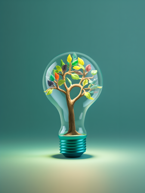 繁花灿烂的光泡中生长的树摄影图片