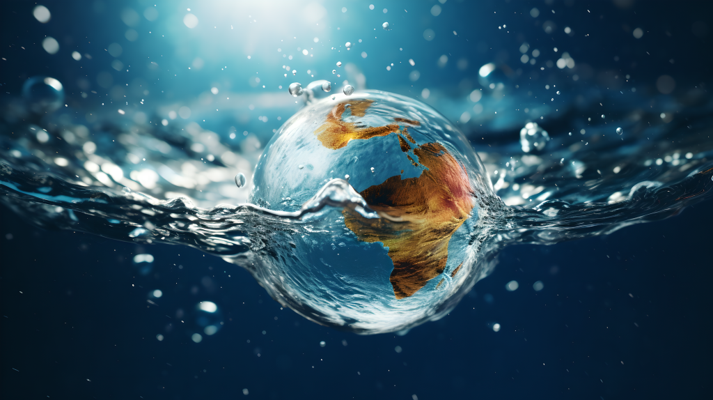 水花中漂浮的小地球摄影版权图片下载