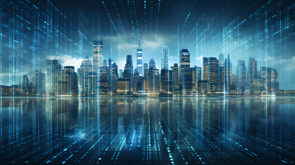 科技数字编码大楼创意版权图片下载