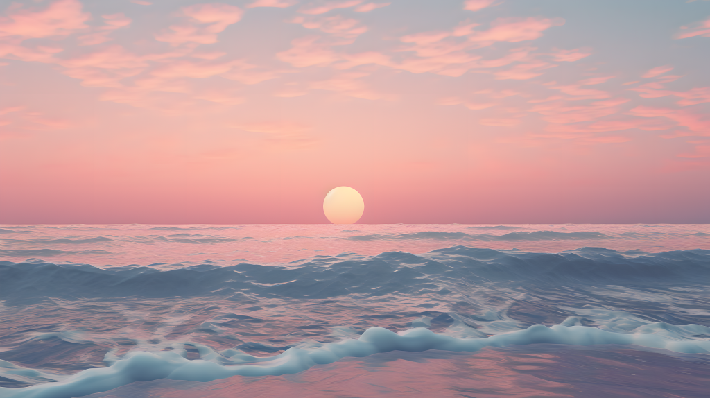 夕阳余晖下的粉色天空摄影图片