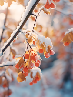 冬季枝头黄叶摄影图片