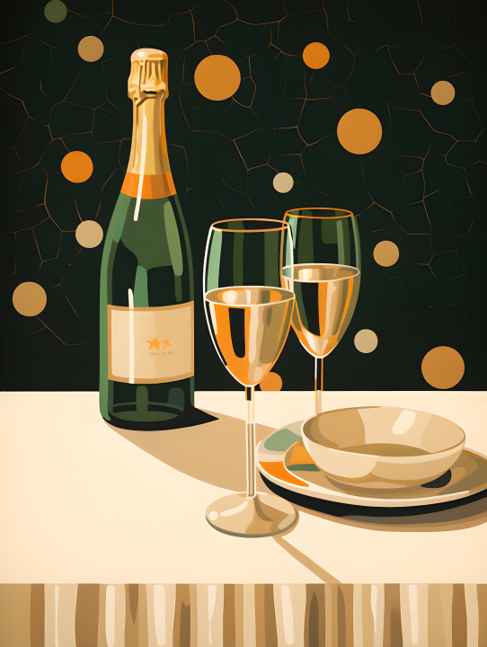 卡通风格香槟酒水派对版权图片下载