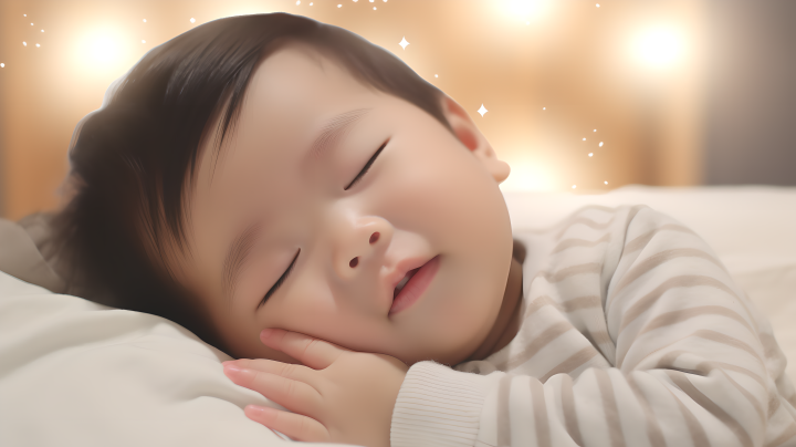 睡梦中微笑的婴儿版权图片下载