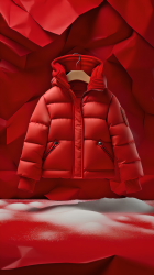 红色冬季羽绒服摄影图