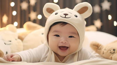一岁男婴微笑摄影图片