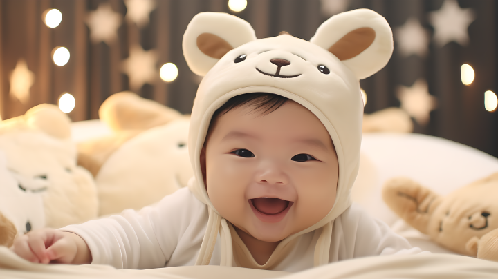 一岁男婴微笑摄影版权图片下载