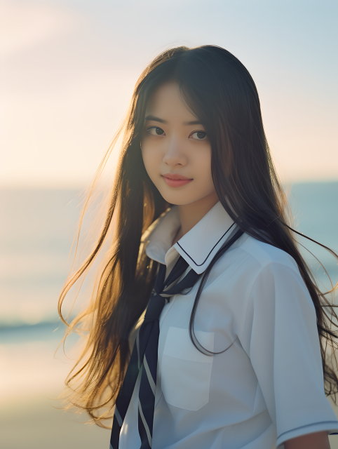 青春女孩白裙摄影图