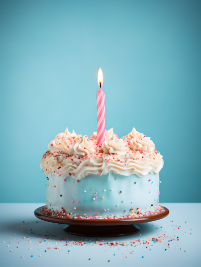 生日蛋糕粉色蜡烛摄影图片