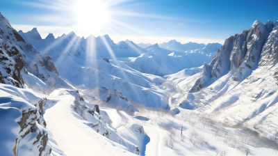 长白山冬季飘雪景色摄影图