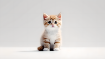 清新可爱的猫咪白背景摄影图片