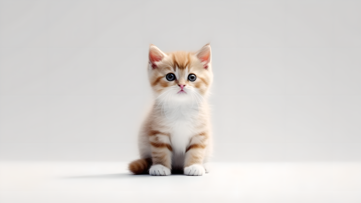 清新可爱的猫咪白背景摄影版权图片下载