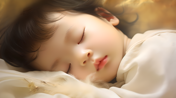 可爱女宝乖巧睡觉摄影图片