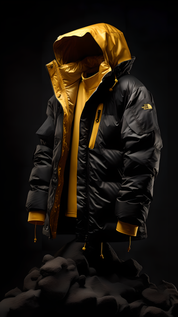 黑金冬季羽绒服摄影图